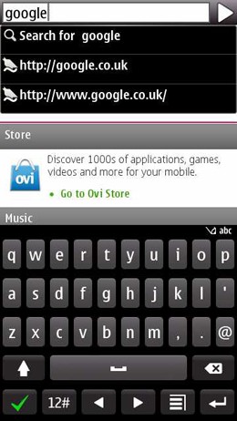 Symbian-Browser 7.3 bietet Platz für eine gemeinsame URL- und Suchleiste. (Bild: Nokia)