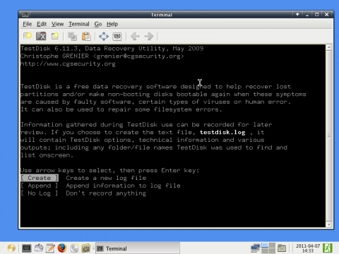 Das Tool Testdisk in Version 6.11.3