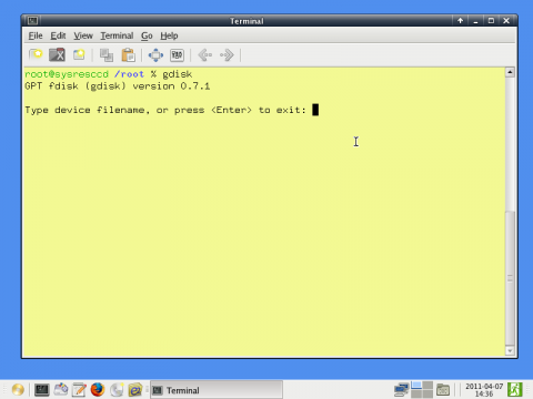 Das Tool Gdisk 0.7.1