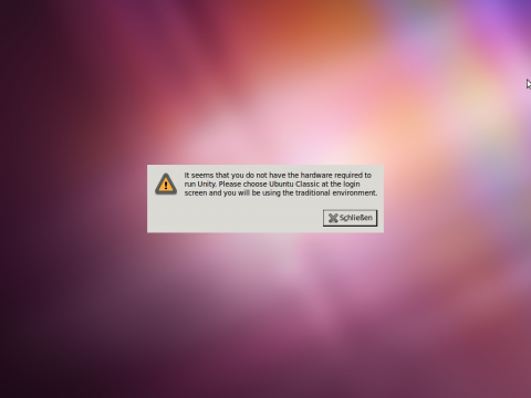Der neuen Unity-Desktop ben&ouml;tigt eine 3D-f&auml;hige Grafikkarte samt Treiber, ...
