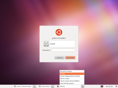 Im Anmeldefenster...