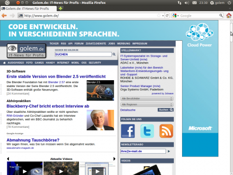 Einige Anwendungen behalten ihre Scrollleiste, wenn auch reduziert.