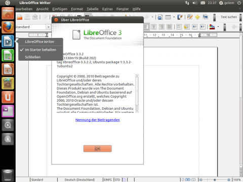 Das Kontextmen&uuml; bei ge&ouml;ffneten Anwendungen