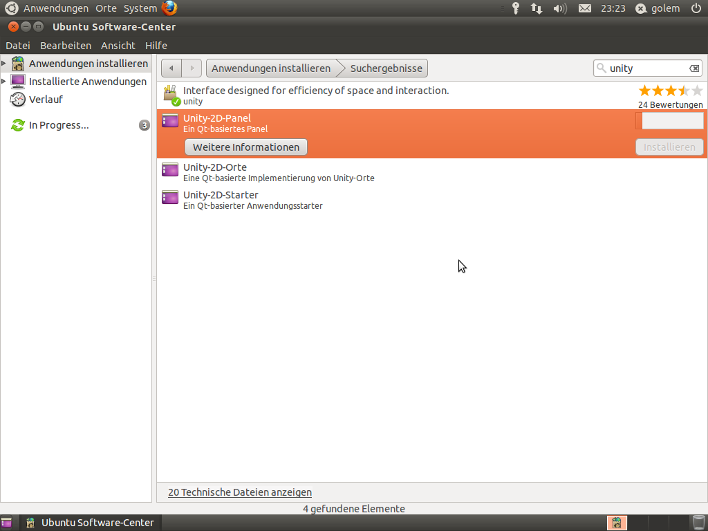 ... oder das Software Center nachinstallieren.