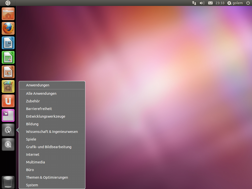 Die Anwendungsstarter können über das Kontextmenü sortiert werden.
