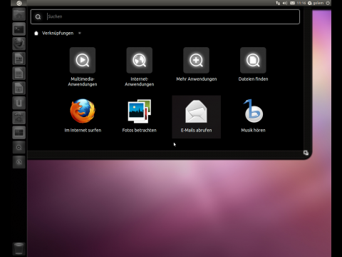 Das Startmen&uuml; von Unity