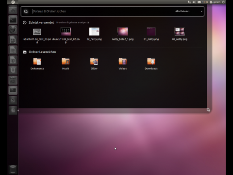 Unity zeigt die zuletzt verwendeten Dateien an.