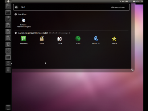 Nach Anwendungen kann gesucht werden.
