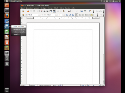 Das Kontextmen&uuml; der Starter bietet zus&auml;tzliche Optionen, etwa zum &Ouml;ffnen neuer Dokumente.