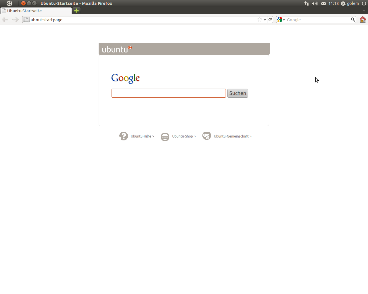 Das geöffnete Fenster des Firefox-Browsers ohne Statuszeile