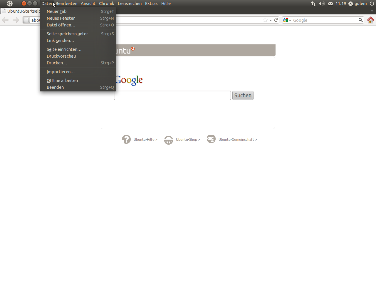 Das Menü erscheint erst, wenn der Mauszeiger über die Leiste gefahren wird.