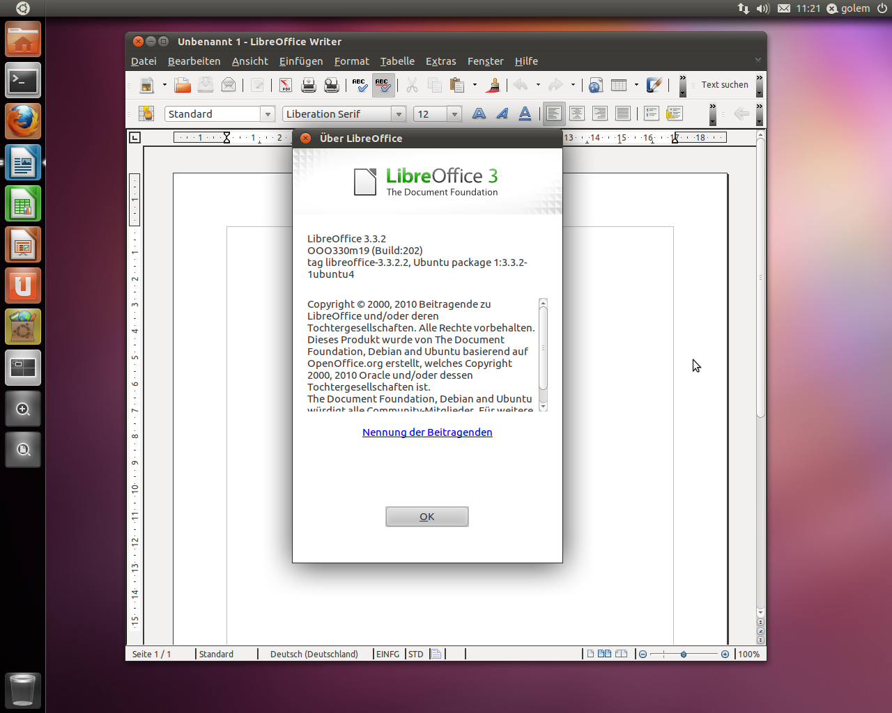 Libreoffice ist in Version 3.3.2 enthalten.