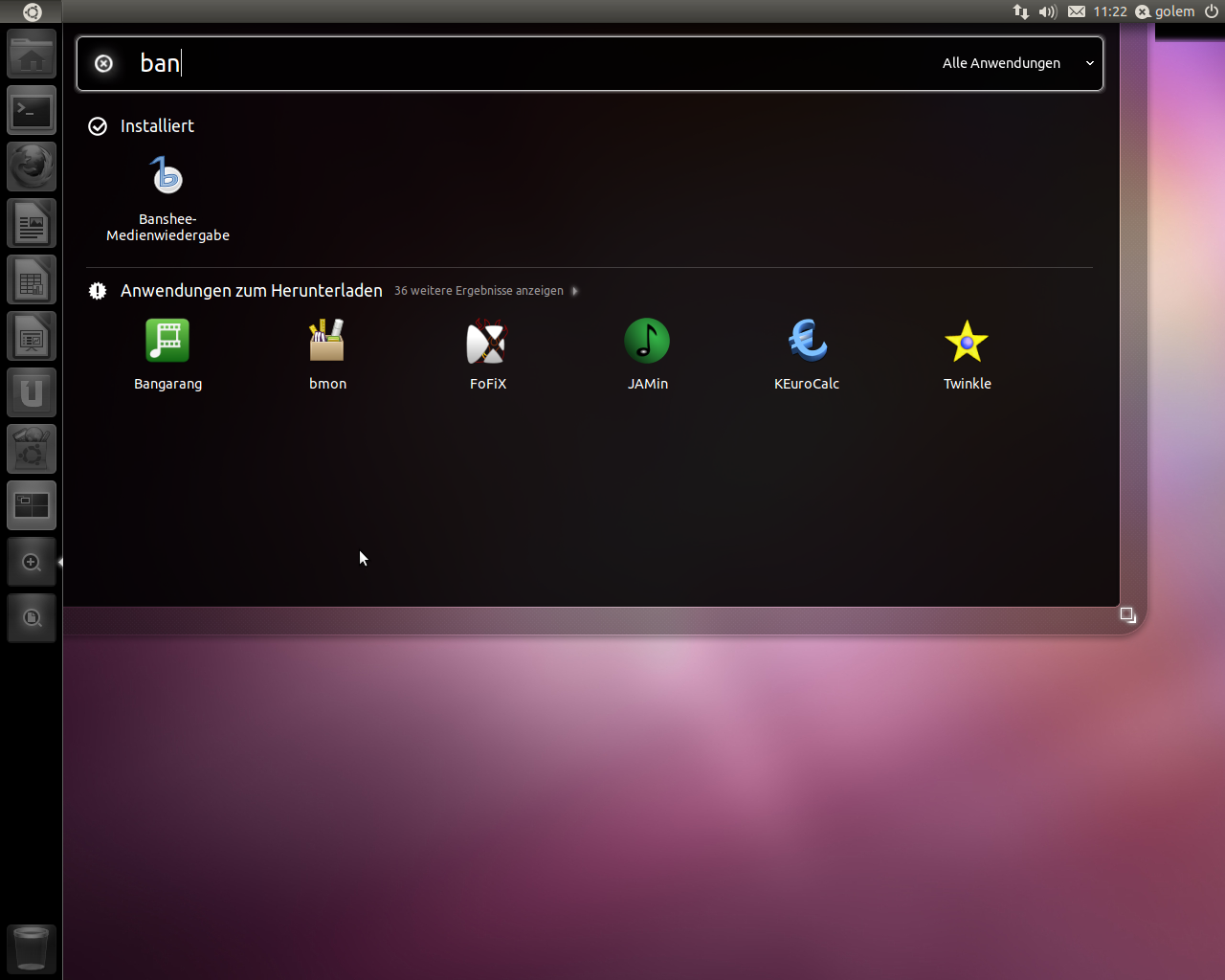 Nach Anwendungen kann gesucht werden.