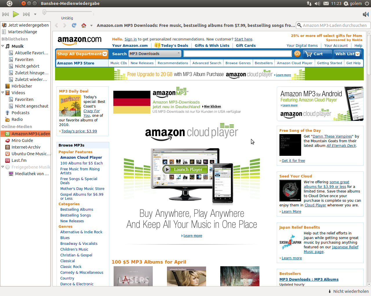Anwender können sowohl im Amazon-Musikshop einkaufen...