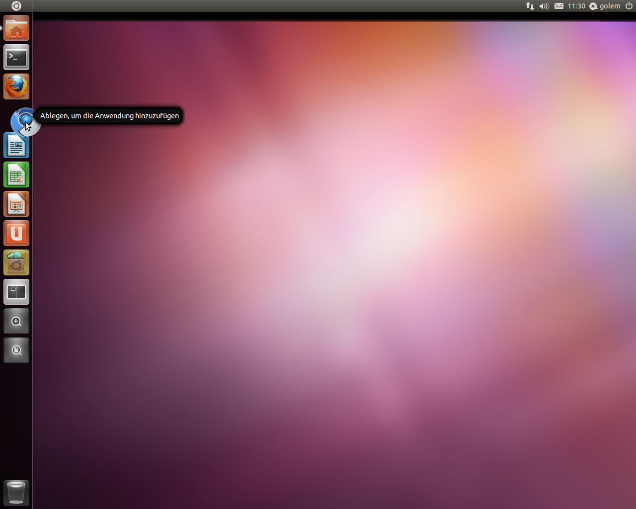 Verknüpfungen können per Drag-and-Drop in den Dock integriert werden.