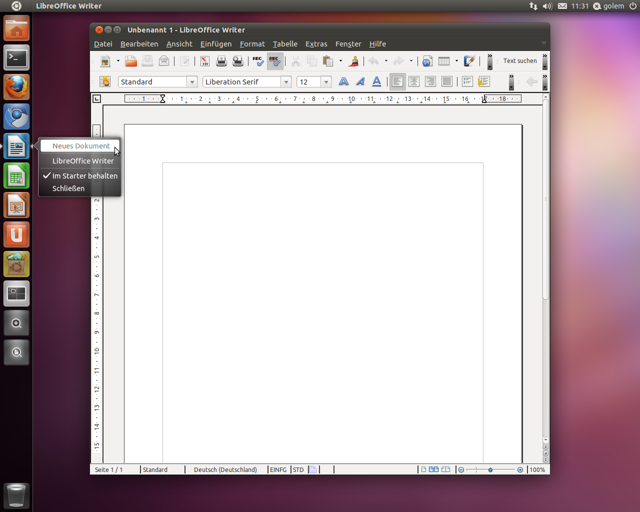 Das Kontextmenü der Starter bietet zusätzliche Optionen, etwa zum Öffnen neuer Dokumente.