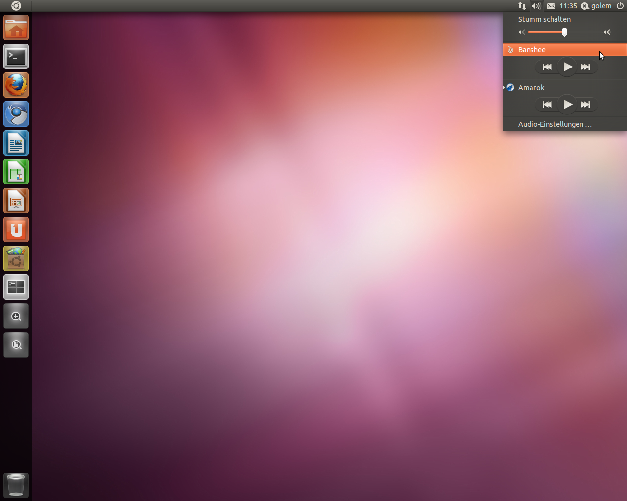 Banshee und Amarok können über die Application Indicators gesteuert werden.