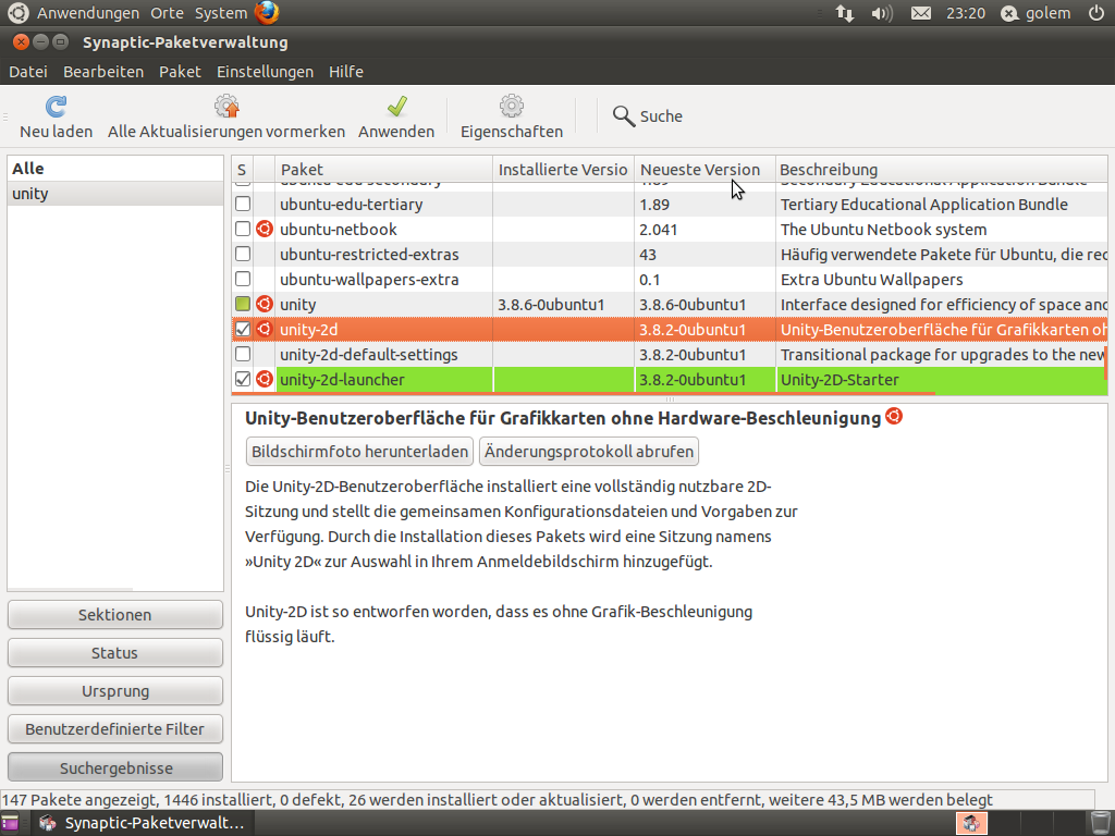 ... lässt sich aber über den Paketmanager...