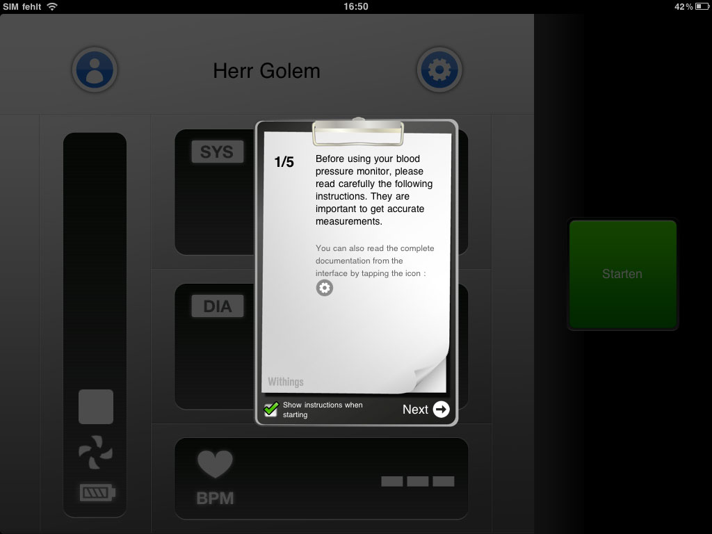 Withings Blood Pressure Monitor - die Withings-App auf dem iPad (Bild: ck)