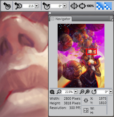 Corel Painter 12 - Zoomansicht mit Rendering in hoher Qualität