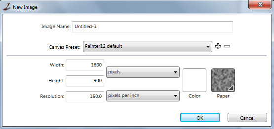 Corel Painter 12 - neues Bild anlegen