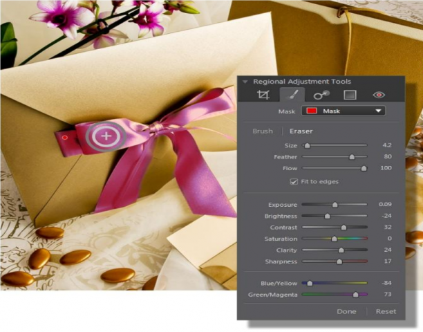 Photodirector 2011 - regionale Anpassungen mit aufgemalten Masken (Bild: Cyberlink)