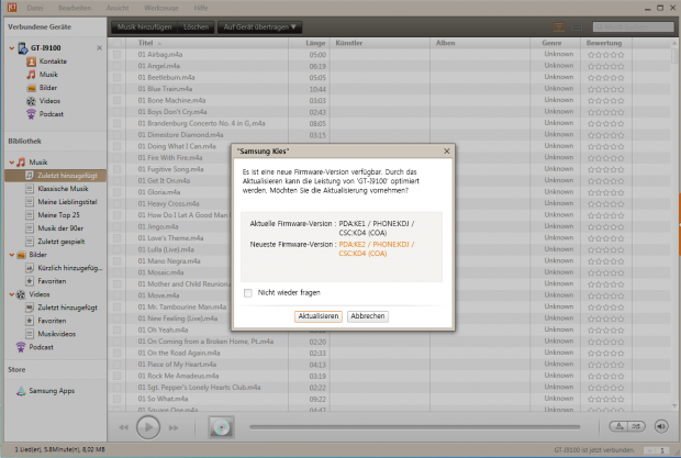 Die Firmware kann nur über Kies aufgerüstet werden.