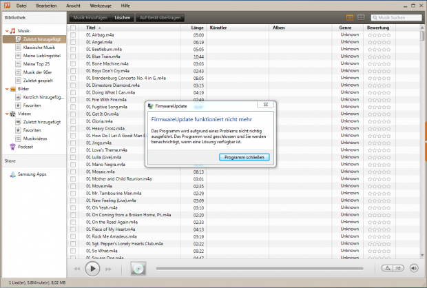 ... ein fälschlicherweise über das WLAN angebotene Update wird abgebrochen.