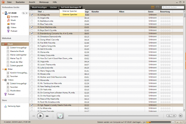 ... versieht die Musikdateien aber weder mit Interpreten- noch mit Album-Informationen.