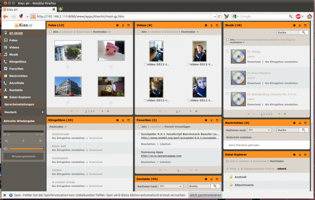 ... oder über den Webbrowser. Die entsprechende Funktion ...