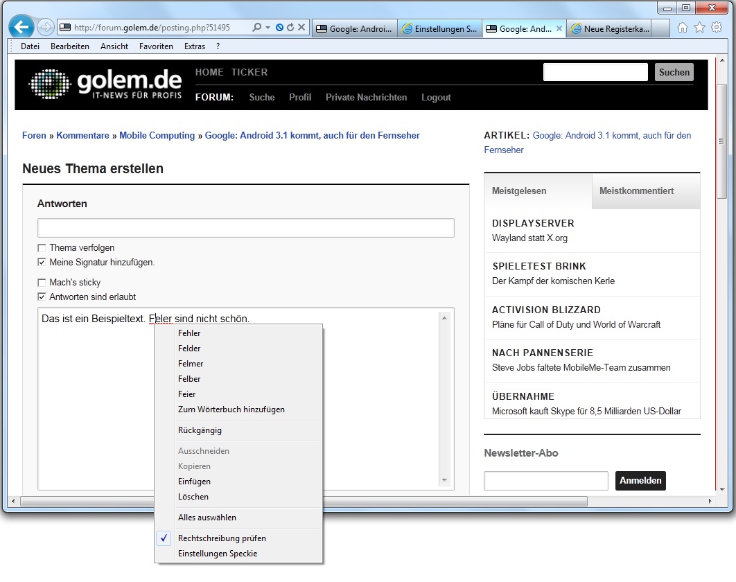 Speckie - Textkorrekturvorschläge