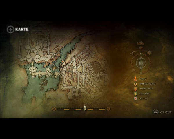 Eine Übersichtskarte mit Markierungen wichtiger Orte