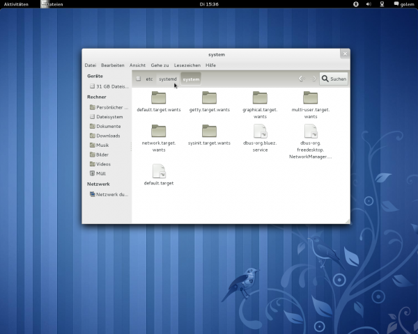 Auch im /etc-Verzeichnis legt Systemd Dateien an.