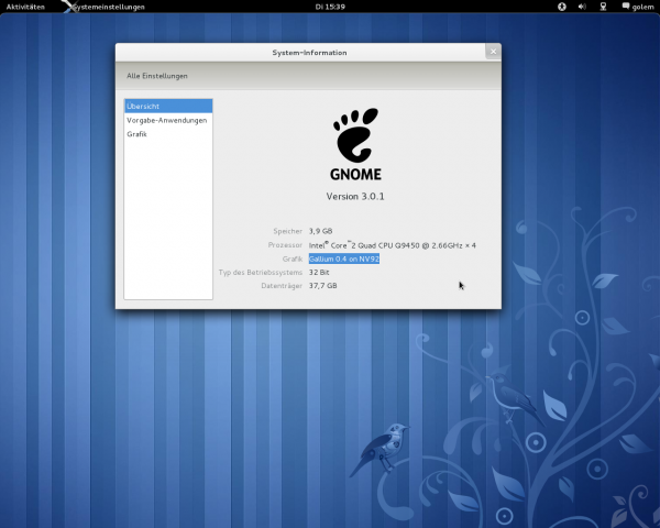 Die 3D-Optik der Oberfläche Gnome 3.0.1 kann auch mit dem freien Nvidia-Treiber dargestellt werden.