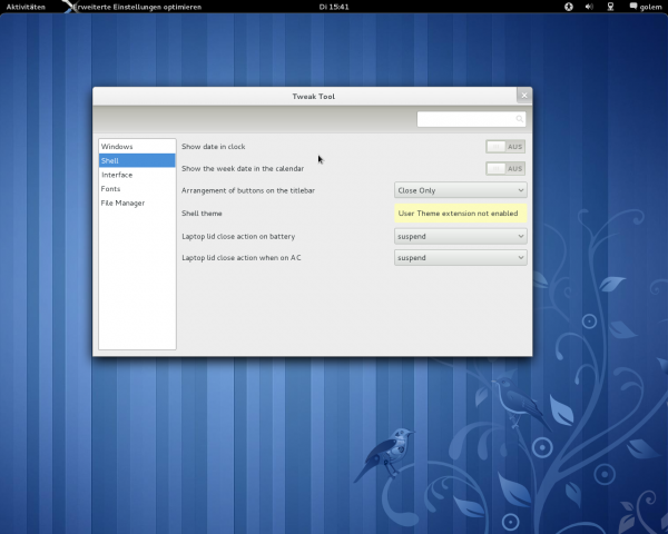 Das Gnome-Tweak-Tool erlaubt einige Änderungen an Gnome 3, ...