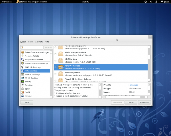Als andere Oberflächen können KDE SC 4.6.3...