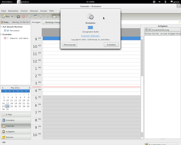 ...und Evolution als E-Mail-Client.
