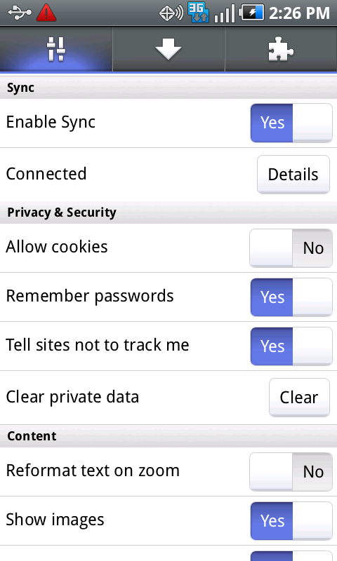 Firefox für Android - nun mit Do Not Track (Bild: Mozilla)