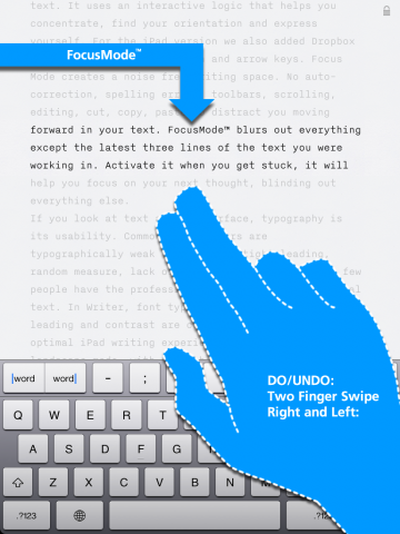 Fokus-Modus bei iA Writer für iPad