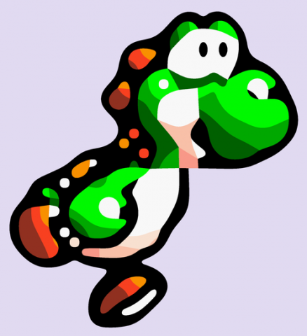 Yoshi aus Super Mario World: Vektordarstellung mit dem Algorithmus von Kopf und Lischinski