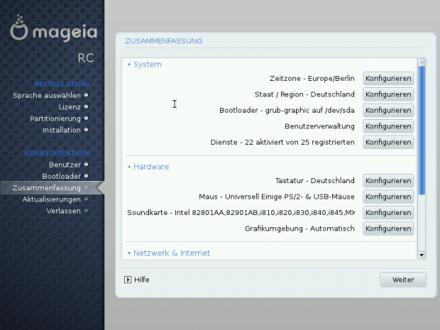 Zuletzt kann die Konfiguration nochmal überarbeitet werden.