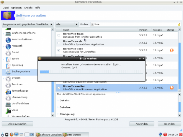 Zur Installation von Paketen steht eine eigene GUI bereit.