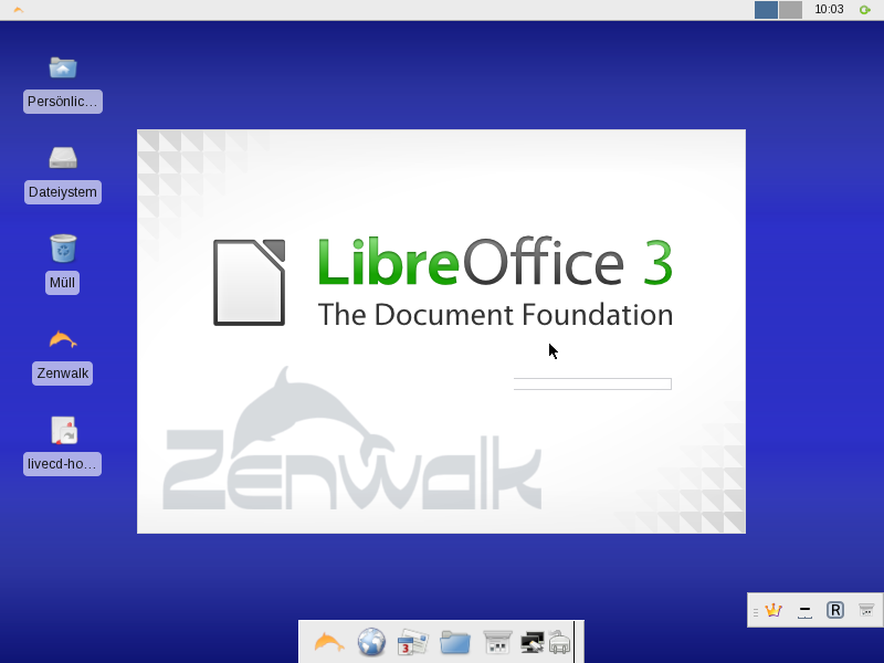 Der Libreoffice-Starter erhielt ein Re-Branding mit dem Zenwalk-Logo.