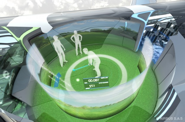 Airbus Concept Cabin -  Interaktionszone mit virtuellem Golf (Bild: Airbus)