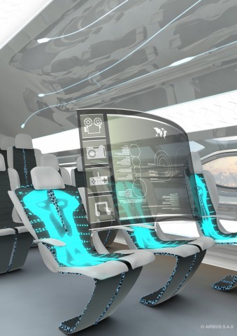 Airbus Concept Cabin - formändernde Sitze mit Energy Harvesting und holografischer Projektion  (Bild: Airbus)