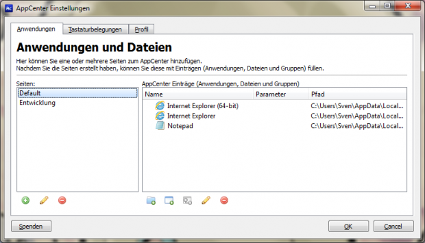 Appcenter - Konfiguration