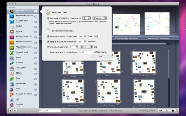 Foreversave - Konfiguration (Bild: Tool Force Software)