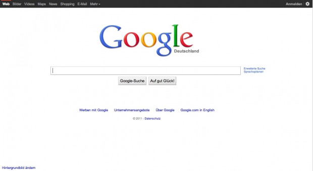Googles überarbeitete Startseite auch in deutscher Sprache (Bild: Google)