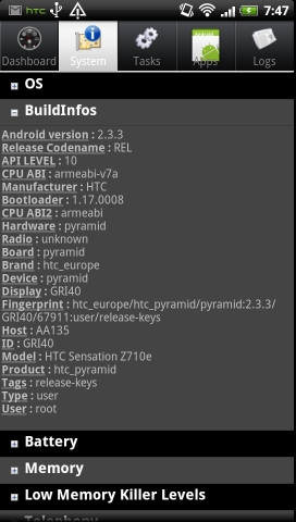 Auf dem Sensation läuft Android 2.3.3.