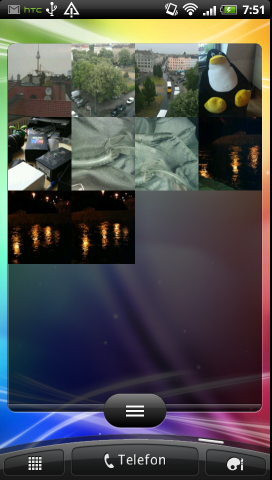 Das Fotoraster-Widget stellt Fotosammlungen gekachelt dar.